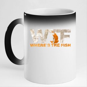 Funny Fishing Wtf Wheres The Fish Fisher Joke Gift 11oz Black Color Changing Mug