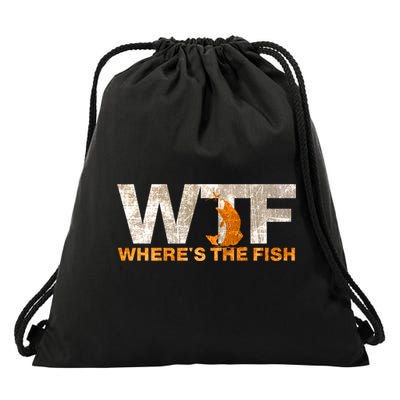 Funny Fishing Wtf Wheres The Fish Fisher Joke Gift Drawstring Bag