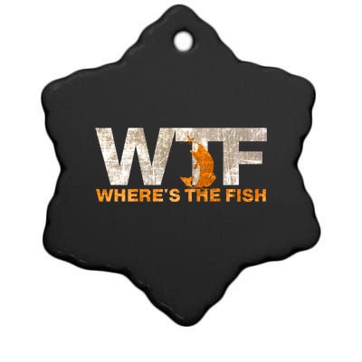 Funny Fishing Wtf Wheres The Fish Fisher Joke Gift Ceramic Star Ornament