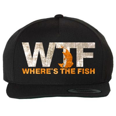 Funny Fishing Wtf Wheres The Fish Fisher Joke Gift Wool Snapback Cap
