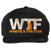 Funny Fishing Wtf Wheres The Fish Fisher Joke Gift Wool Snapback Cap