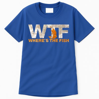 Funny Fishing Wtf Wheres The Fish Fisher Joke Gift Tall T-Shirt