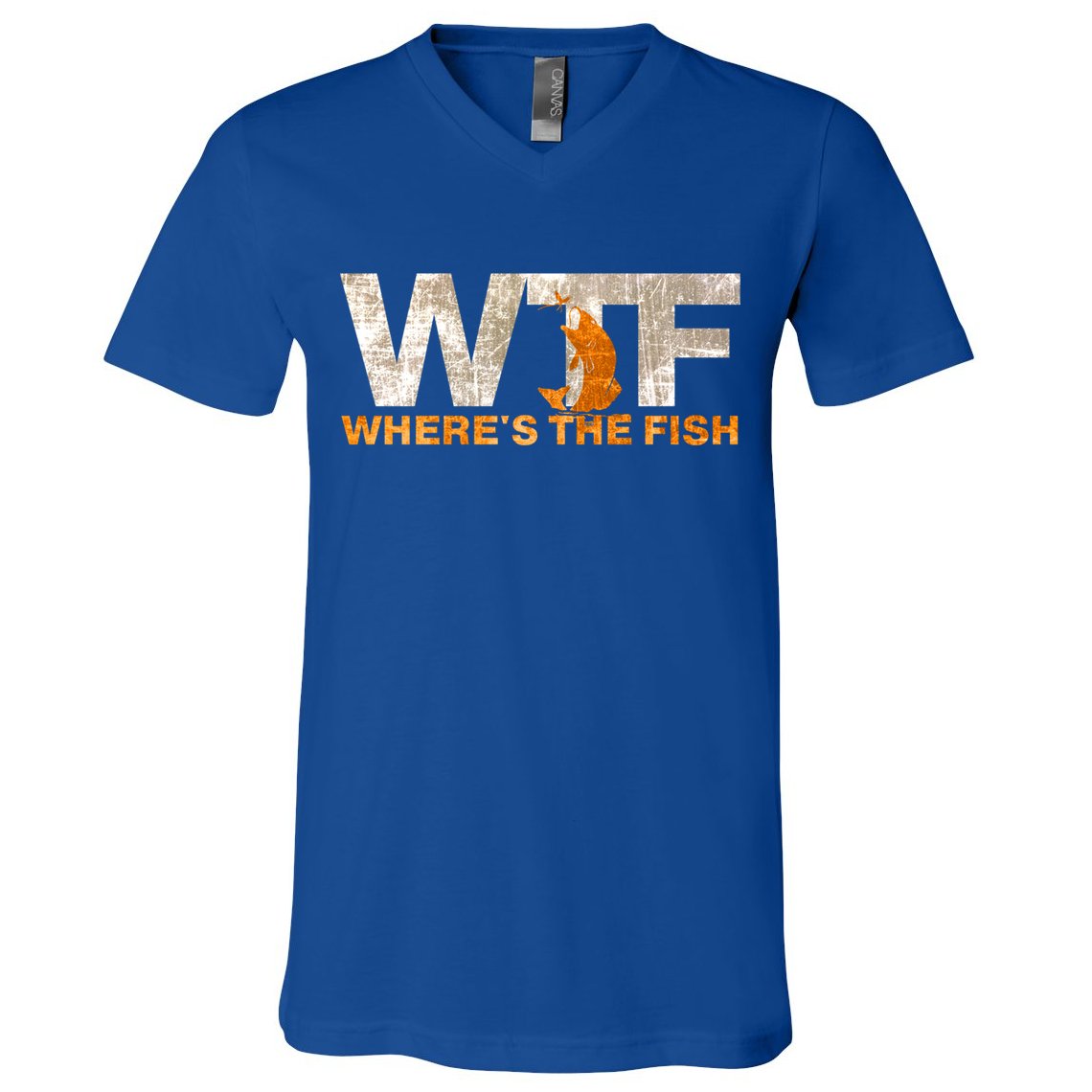 Funny Fishing Wtf Wheres The Fish Fisher Joke Gift V-Neck T-Shirt