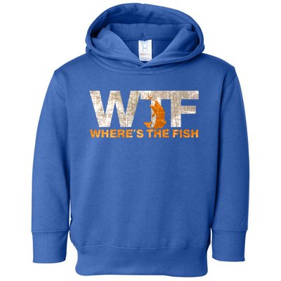 Funny Fishing Wtf Wheres The Fish Fisher Joke Gift Toddler Hoodie