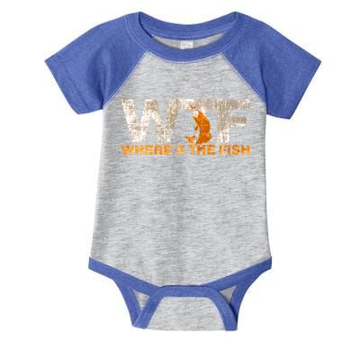Funny Fishing Wtf Wheres The Fish Fisher Joke Gift Infant Baby Jersey Bodysuit