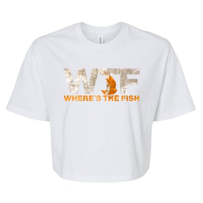 Funny Fishing Wtf Wheres The Fish Fisher Joke Gift Bella+Canvas Jersey Crop Tee