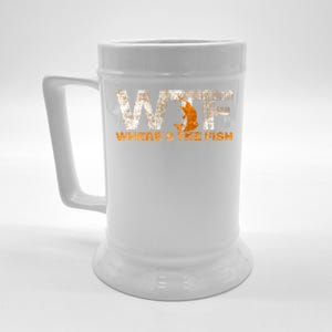 Funny Fishing Wtf Wheres The Fish Fisher Joke Gift Beer Stein