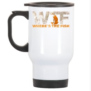 Funny Fishing Wtf Wheres The Fish Fisher Joke Gift Stainless Steel Travel Mug