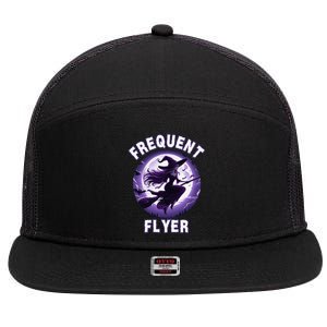 Frequent Flyer Witch Funny Halloween Witch Costume Flyer 7 Panel Mesh Trucker Snapback Hat