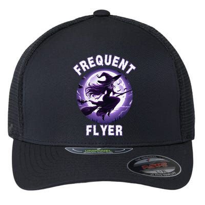 Frequent Flyer Witch Funny Halloween Witch Costume Flyer Flexfit Unipanel Trucker Cap