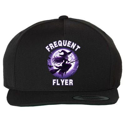 Frequent Flyer Witch Funny Halloween Witch Costume Flyer Wool Snapback Cap