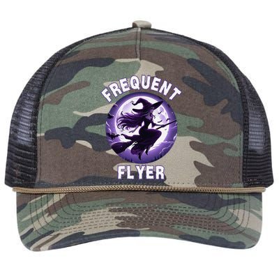 Frequent Flyer Witch Funny Halloween Witch Costume Flyer Retro Rope Trucker Hat Cap