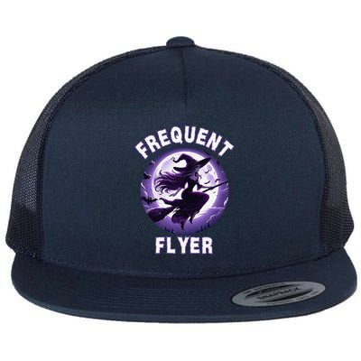 Frequent Flyer Witch Funny Halloween Witch Costume Flyer Flat Bill Trucker Hat