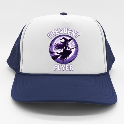 Frequent Flyer Witch Funny Halloween Witch Costume Flyer Trucker Hat