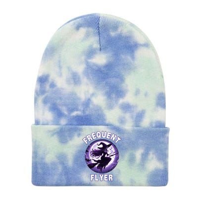 Frequent Flyer Witch Funny Halloween Witch Costume Flyer Tie Dye 12in Knit Beanie