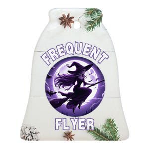 Frequent Flyer Witch Funny Halloween Witch Costume Flyer Ceramic Bell Ornament