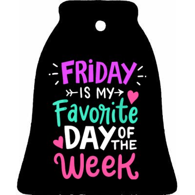 Fridays Favorite Week Gift Ceramic Bell Ornament