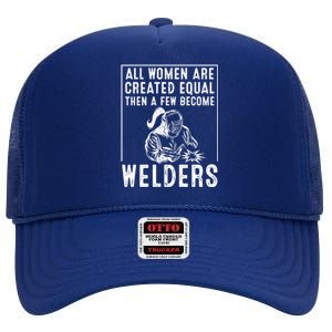 Funny Female Welder Gift Cool Proud Metalworkers Meaningful Gift High Crown Mesh Back Trucker Hat