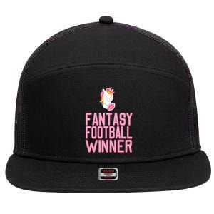 Fantasy Football Winner Gift Unicorn With Football Meaningful Gift 7 Panel Mesh Trucker Snapback Hat