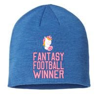 Fantasy Football Winner Gift Unicorn With Football Meaningful Gift Sustainable Beanie