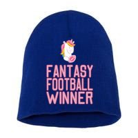 Fantasy Football Winner Gift Unicorn With Football Meaningful Gift Short Acrylic Beanie