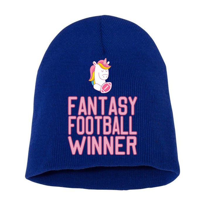 Fantasy Football Winner Gift Unicorn With Football Meaningful Gift Short Acrylic Beanie