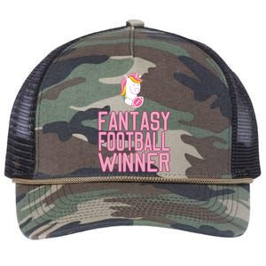 Fantasy Football Winner Gift Unicorn With Football Meaningful Gift Retro Rope Trucker Hat Cap