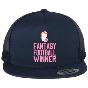 Fantasy Football Winner Gift Unicorn With Football Meaningful Gift Flat Bill Trucker Hat