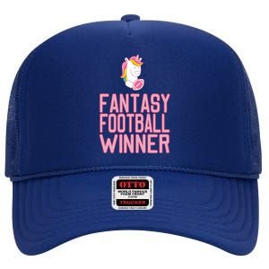 Fantasy Football Winner Gift Unicorn With Football Meaningful Gift High Crown Mesh Back Trucker Hat