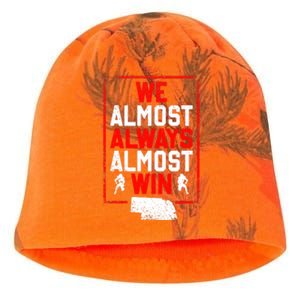 Football Fans We Almost Always Almost Win Funny Nebraska Kati - Camo Knit Beanie