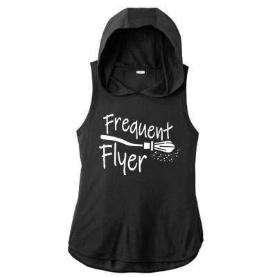 Frequent Flyer Witches Broom Halloween Ladies PosiCharge Tri-Blend Wicking Draft Hoodie Tank