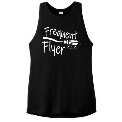 Frequent Flyer Witches Broom Halloween Ladies PosiCharge Tri-Blend Wicking Tank