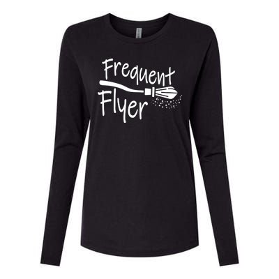 Frequent Flyer Witches Broom Halloween Womens Cotton Relaxed Long Sleeve T-Shirt