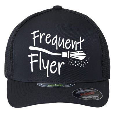 Frequent Flyer Witches Broom Halloween Flexfit Unipanel Trucker Cap