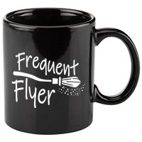 Frequent Flyer Witches Broom Halloween 11oz C Handle Ceramic Mug