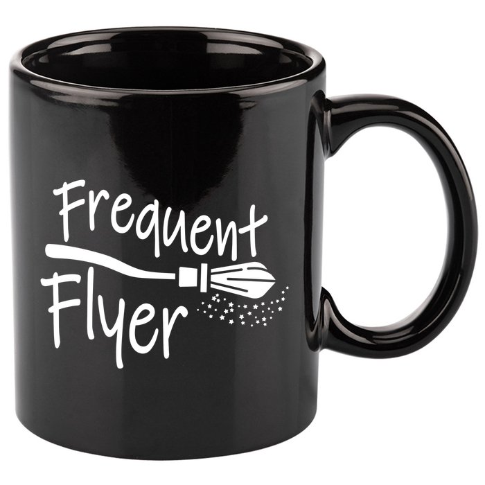 Frequent Flyer Witches Broom Halloween 11oz C Handle Ceramic Mug