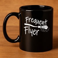 Frequent Flyer Witches Broom Halloween 11oz C Handle Ceramic Mug