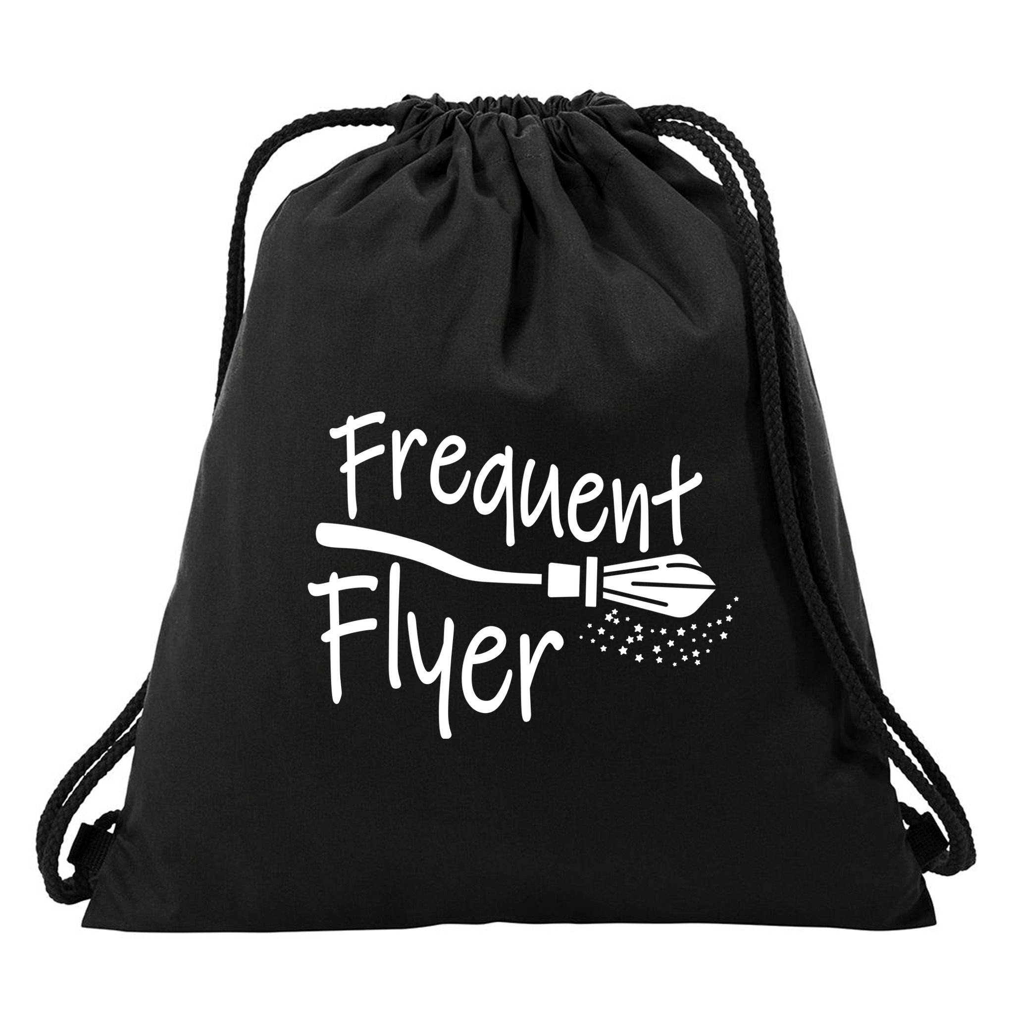 Frequent Flyer Witches Broom Halloween Drawstring Bag