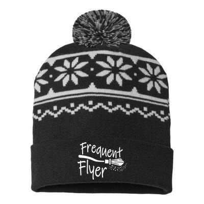 Frequent Flyer Witches Broom Halloween USA-Made Snowflake Beanie