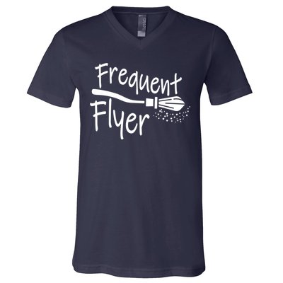 Frequent Flyer Witches Broom Halloween V-Neck T-Shirt