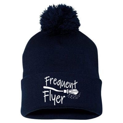 Frequent Flyer Witches Broom Halloween Pom Pom 12in Knit Beanie