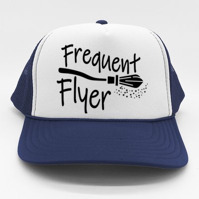 Frequent Flyer Witches Broom Halloween Trucker Hat