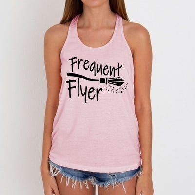 Frequent Flyer Witches Broom Halloween Women's Knotted Racerback Tank