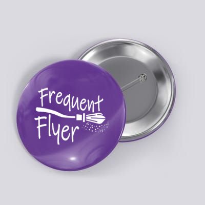 Frequent Flyer Witches Broom Halloween Button