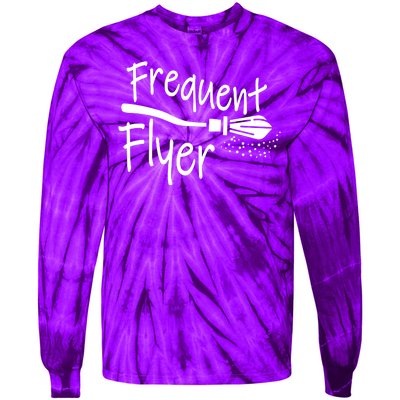 Frequent Flyer Witches Broom Halloween Tie-Dye Long Sleeve Shirt