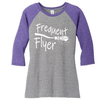 Frequent Flyer Witches Broom Halloween Women's Tri-Blend 3/4-Sleeve Raglan Shirt