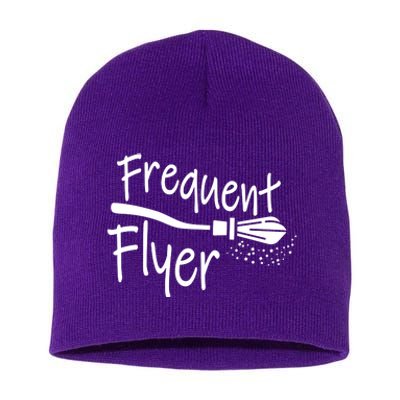 Frequent Flyer Witches Broom Halloween Short Acrylic Beanie