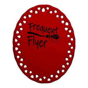 Frequent Flyer Witches Broom Halloween Ceramic Oval Ornament