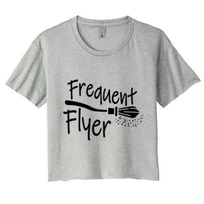 Frequent Flyer Witches Broom Halloween Women's Crop Top Tee