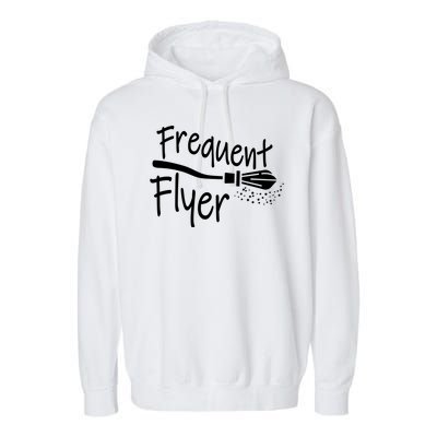 Frequent Flyer Witches Broom Halloween Garment-Dyed Fleece Hoodie